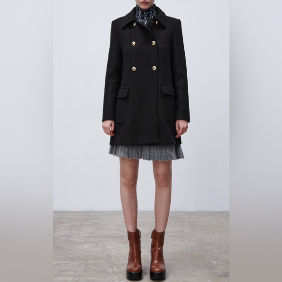 Zara black wool blend coat (pre owned) size XS - Picture 4 of 10